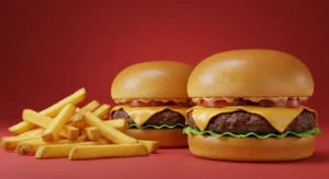 Two Dave’s Hot Chicken sliders served with golden fries.