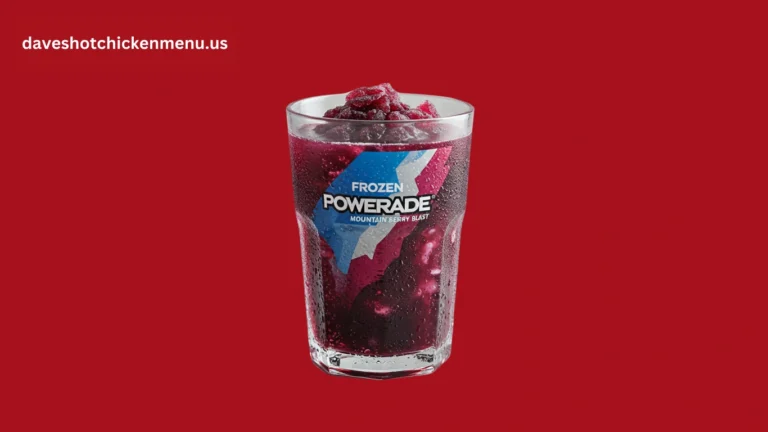 Ice-cold Frozen Powerade Mountain Berry Blast with a bold, refreshing berry flavor.