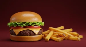 A crispy chicken slider with golden fries, served fresh